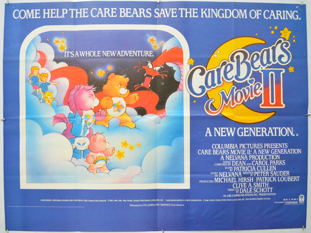 Care Bears Movie 2 : A New Generation Original Quad Poster - Film Poster - Movie Poster