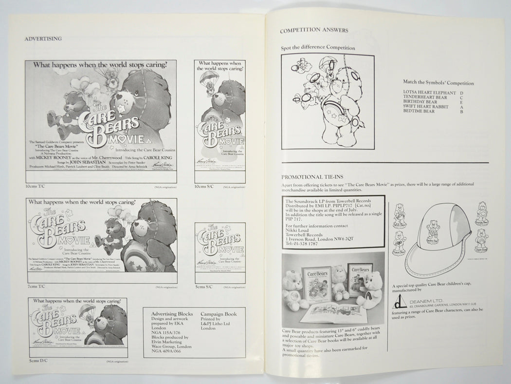 THE CARE BEARS MOVIE Cinema Exhibitors Campaign Pressbook - INSIDE 