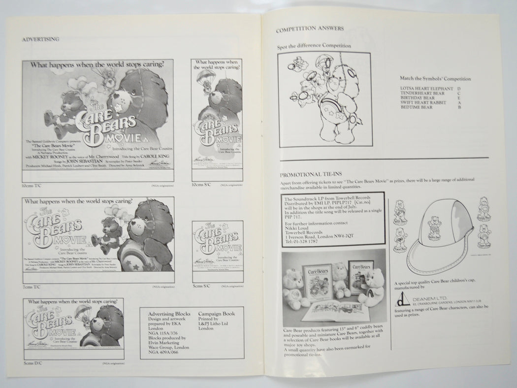 THE CARE BEARS MOVIE Cinema Exhibitors Campaign Pressbook - INSIDE 