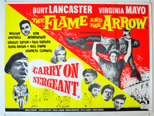 Carry On Sergeant / The Flame And The Arrow  (Double Bill)   Original British Quad Poster- Movie Poster