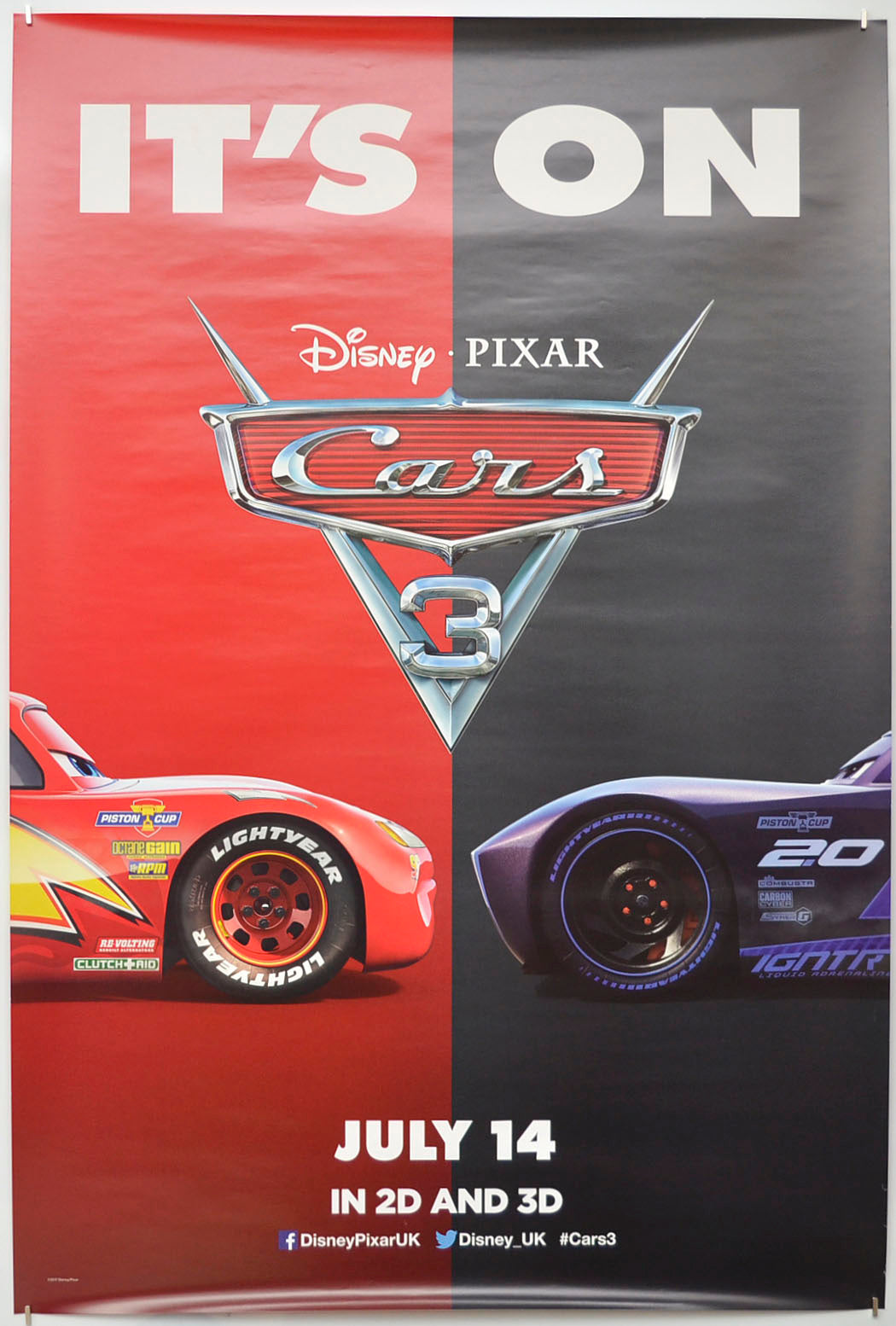 Cars 3 (Teaser / Advance Version) Original One Sheet Poster - Film Poster - Movie Poster