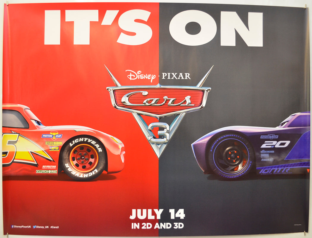 Cars 3 (Teaser / Advance Version) Original Quad Poster - Film Poster - Movie Poster