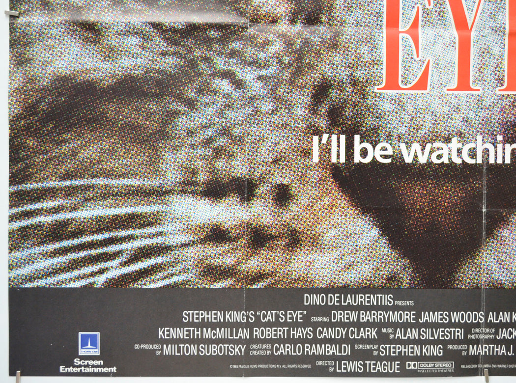 STEPHEN KING’S : CAT’S EYE (Bottom Left) Cinema Quad Movie Poster 