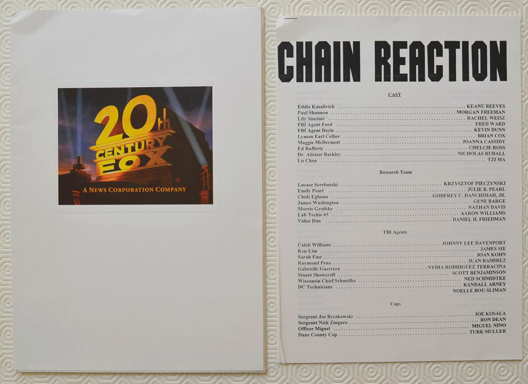 CHAIN REACTION Original Cinema Press Kit 