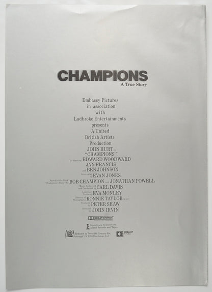 CHAMPIONS Cinema Exhibitors Press Synopsis Credits Booklet - BACK 