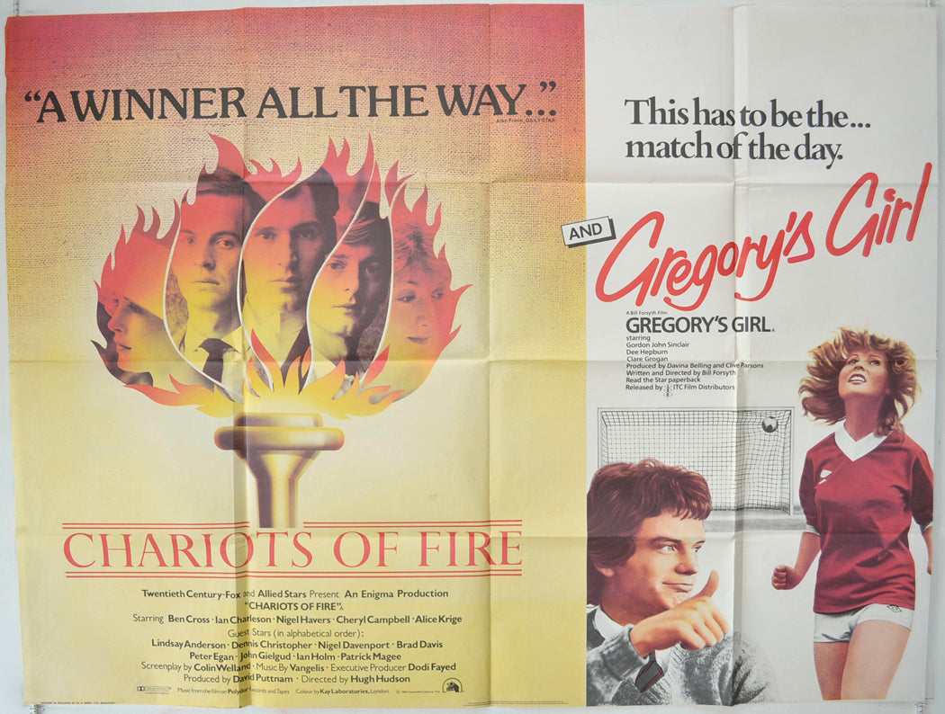 Chariots Of Fire / Gregory's Girl  (Double Bill)   Original Quad Poster - Film Poster - Movie Poster  