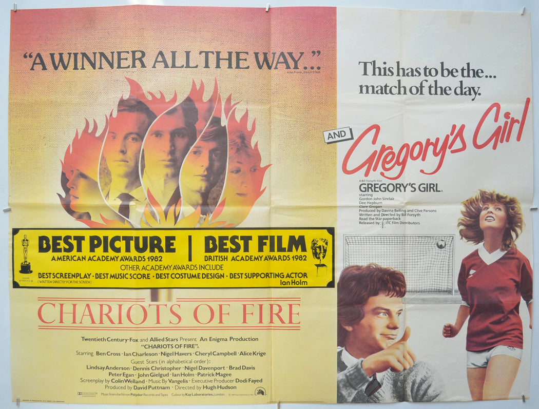 Chariots Of Fire / Gregory’s Girl (Double Bill)  Original Quad Poster - Film Poster - Movie Poster