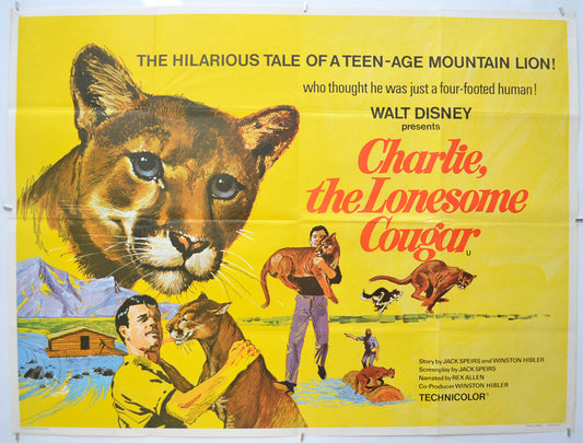 Charlie The Lonesome Cougar Original Quad Poster - Film Poster - Movie Poster