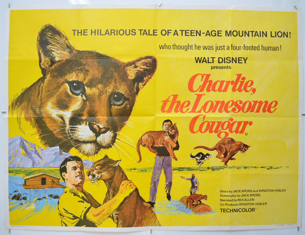 Charlie The Lonesome Cougar Original Quad Poster - Film Poster - Movie Poster