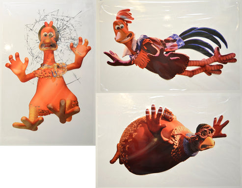 Chicken Window Poster “Chicken Run” Original Set of 3 Cinema Window Cling Sheets – pastposters