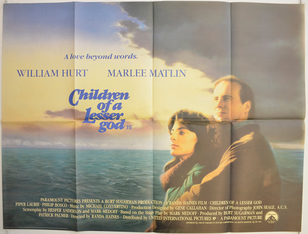 Children Of A Lesser God  Original British Quad Poster - Film Poster - Movie Poster 