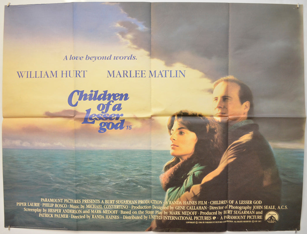 Children Of A Lesser God  Original Quad Poster - Film Poster - Movie Poster