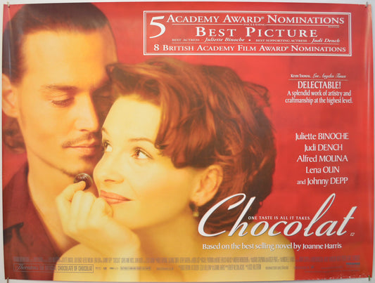 Chocolat Original Quad Poster - Film Poster - Movie Poster