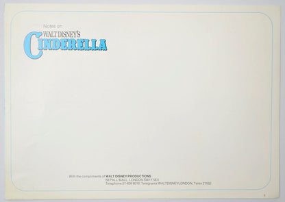 CINDERELLA Cinema Exhibitors Synopsis Credits Booklet - BACK  