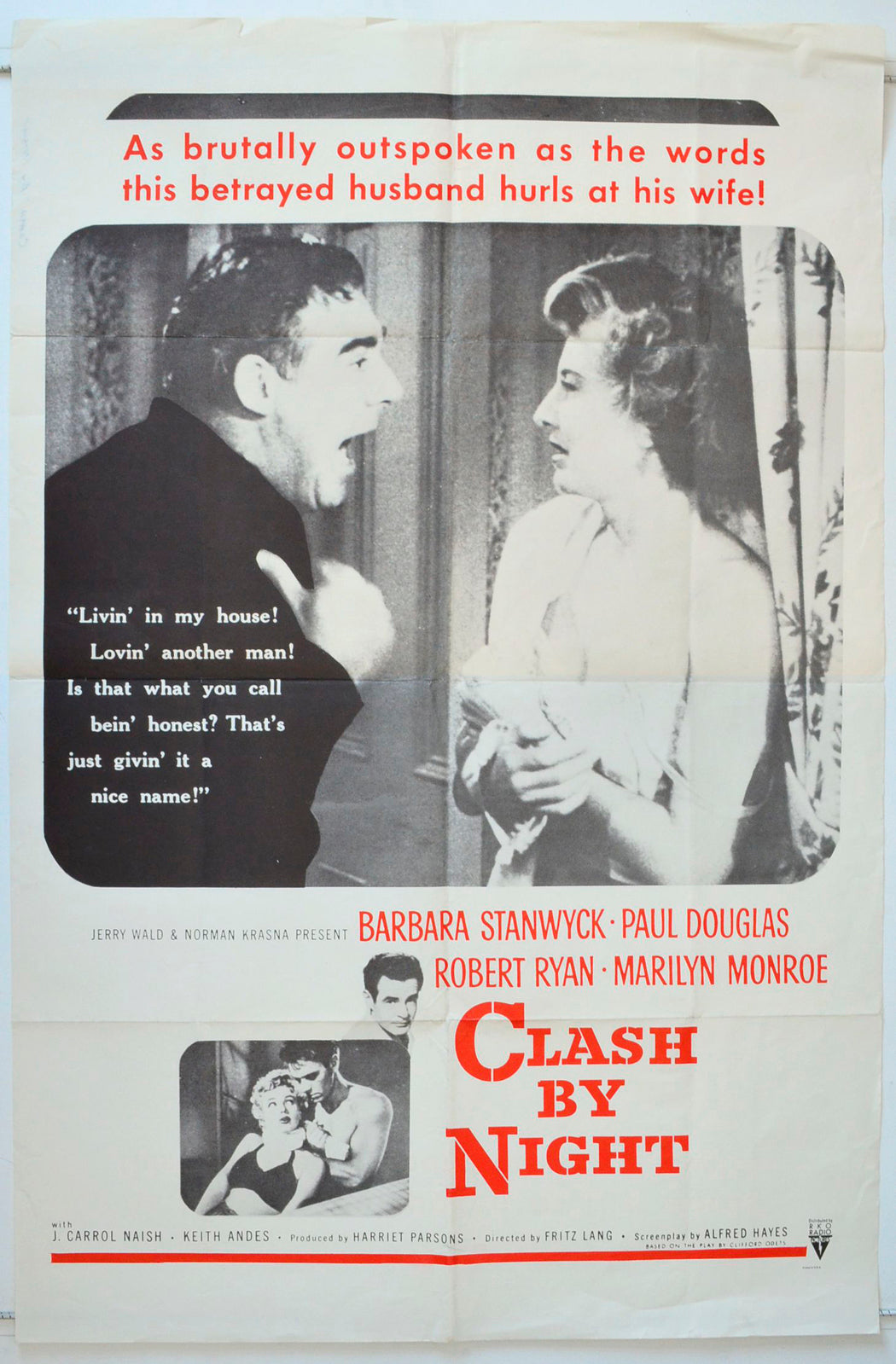 Clash By Night  (Possible 1960’s re-release poster)   Original One Sheet Poster - Movie Poster