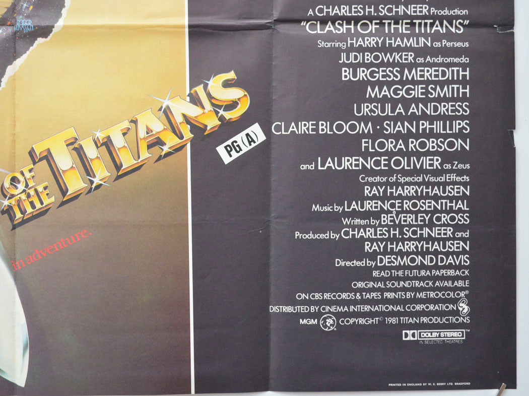 CLASH OF THE TITANS (Bottom Right) Cinema Quad Movie Poster 