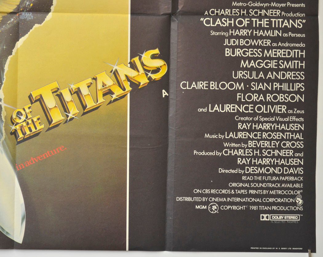 CLASH OF THE TITANS (Bottom Right) Cinema Quad Movie Poster 