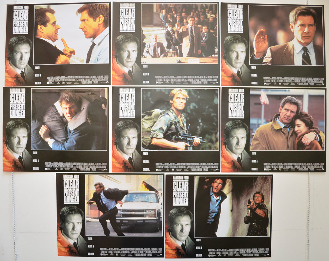 Clear And Present Danger  Set of 8 Original Cinema Lobby Cards 