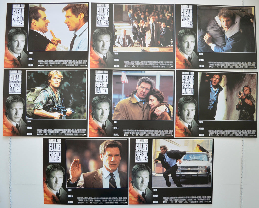 Clear And Present Danger  Set of 8 Original Cinema Lobby Cards 