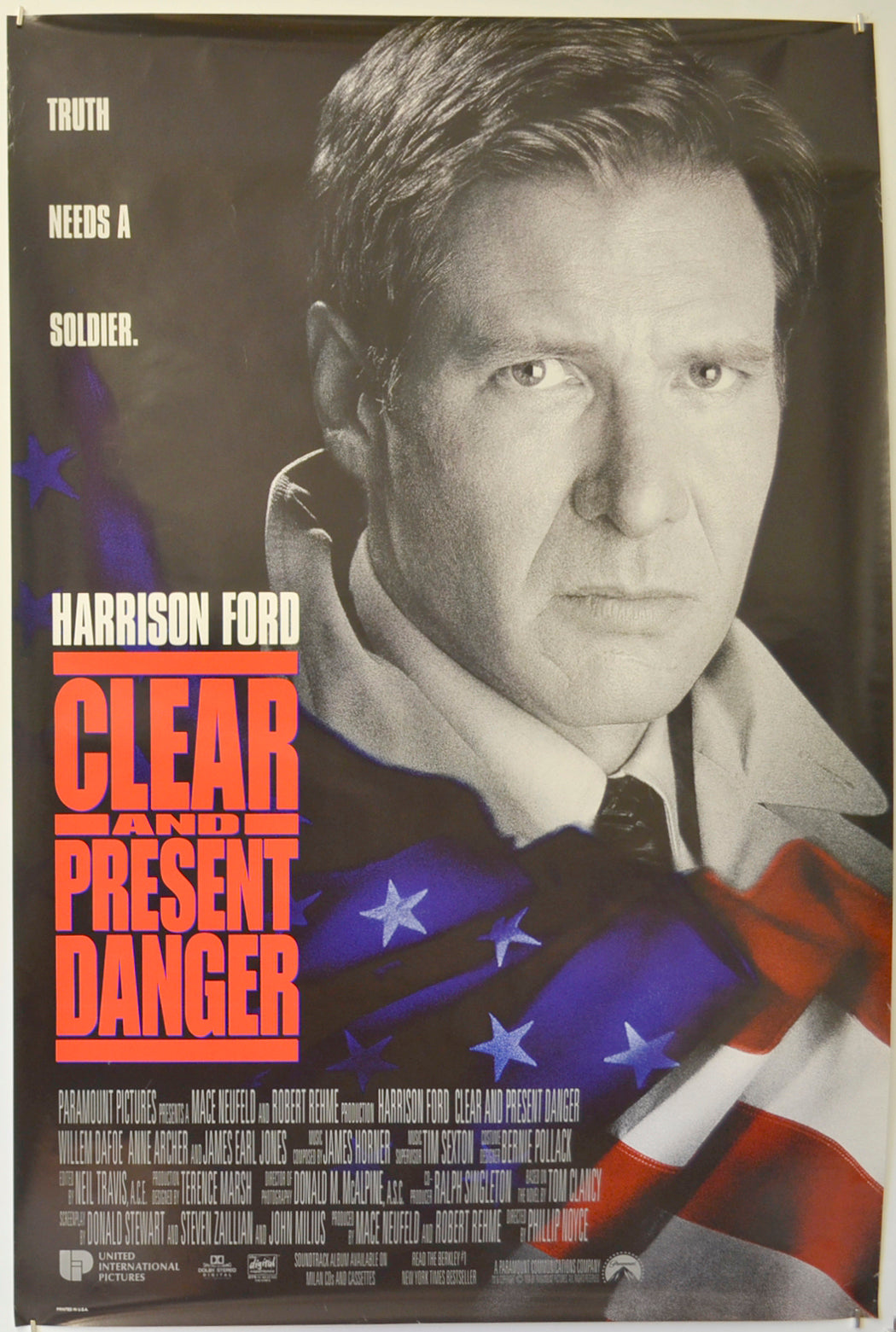 Clear And Present Danger Original One Sheet Poster - Film Poster - Movie Poster  