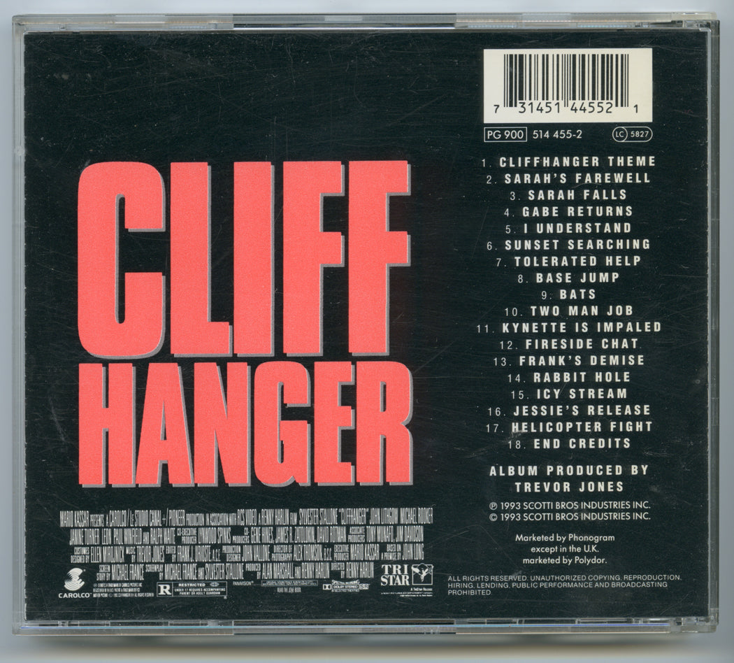 CLIFFHANGER Original CD Soundtrack (back) 