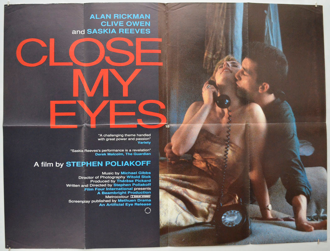 Close My Eyes Original Quad Poster - Film Poster - Movie Poster