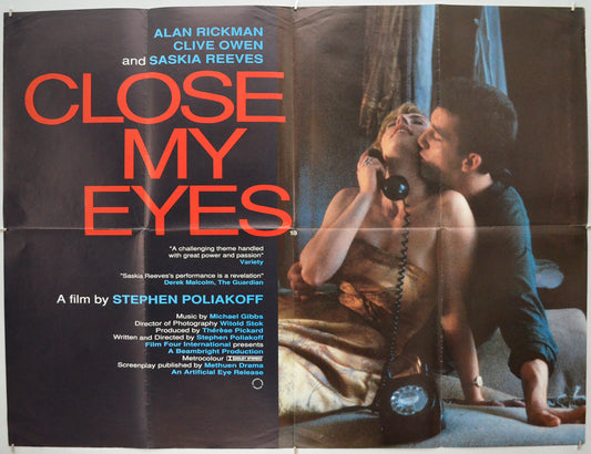 Close My Eyes Original Quad Poster - Film Poster - Movie Poster