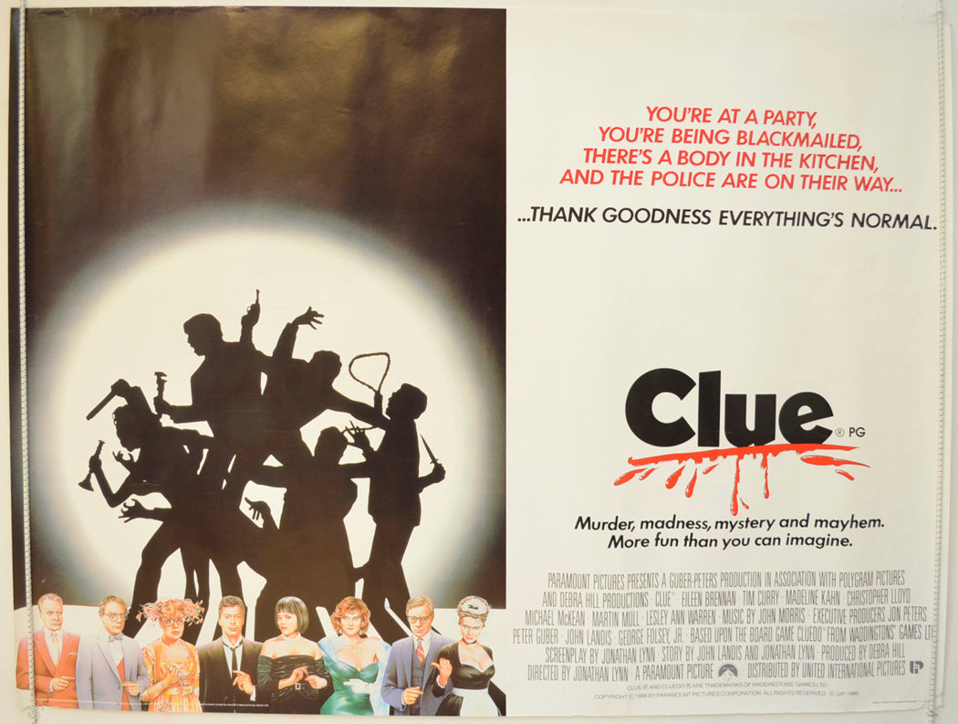 Clue Original Quad Poster - Film Poster - Movie Poster  