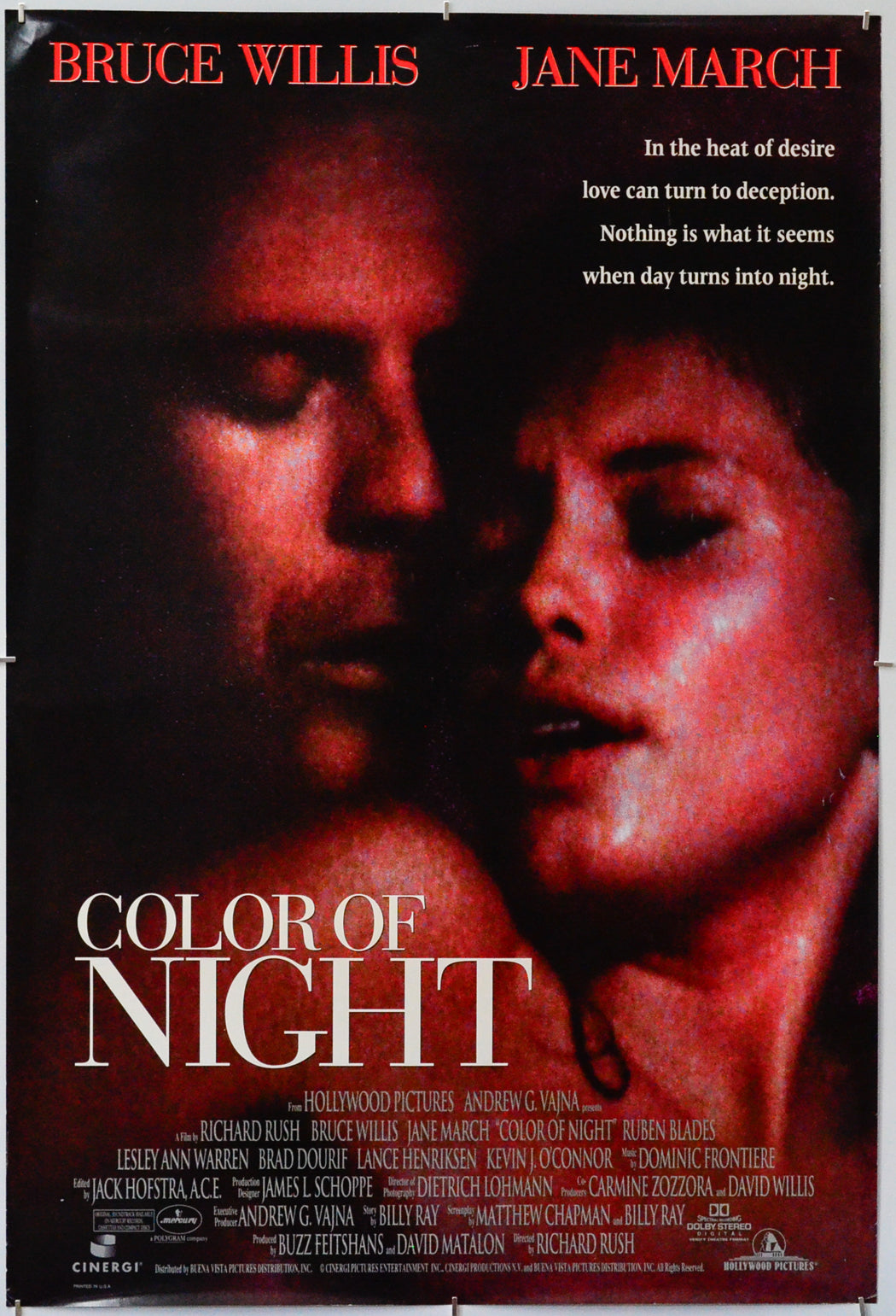 Color Of Night - Original One Sheet Poster - Film Poster - Movie Poster 