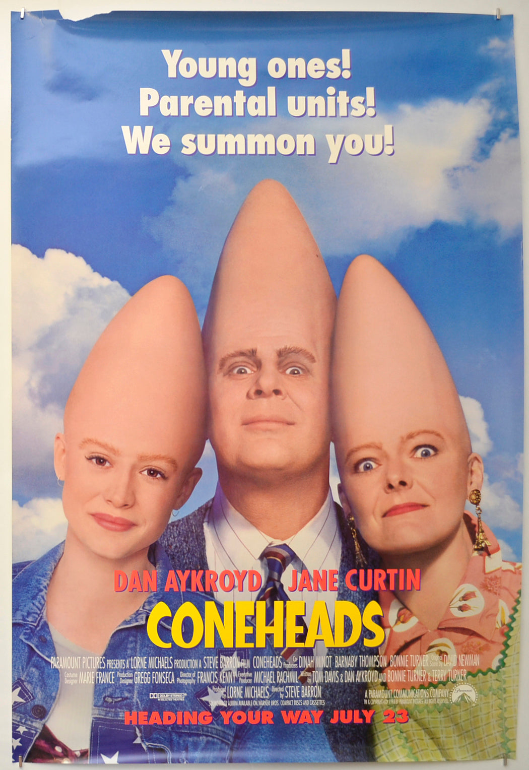 Coneheads Original One Sheet Poster - Film Poster - Movie Poster