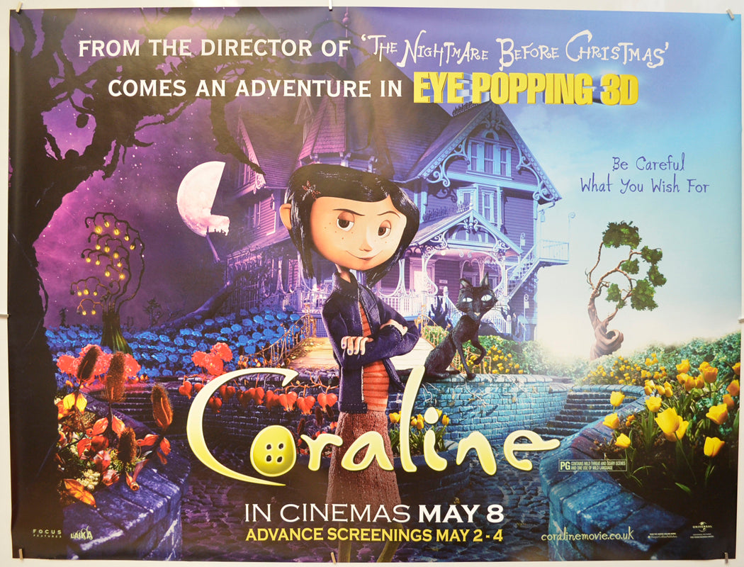 Coraline  (Teaser / Advance Version) Original Quad Poster - Film Poster - Movie Poster