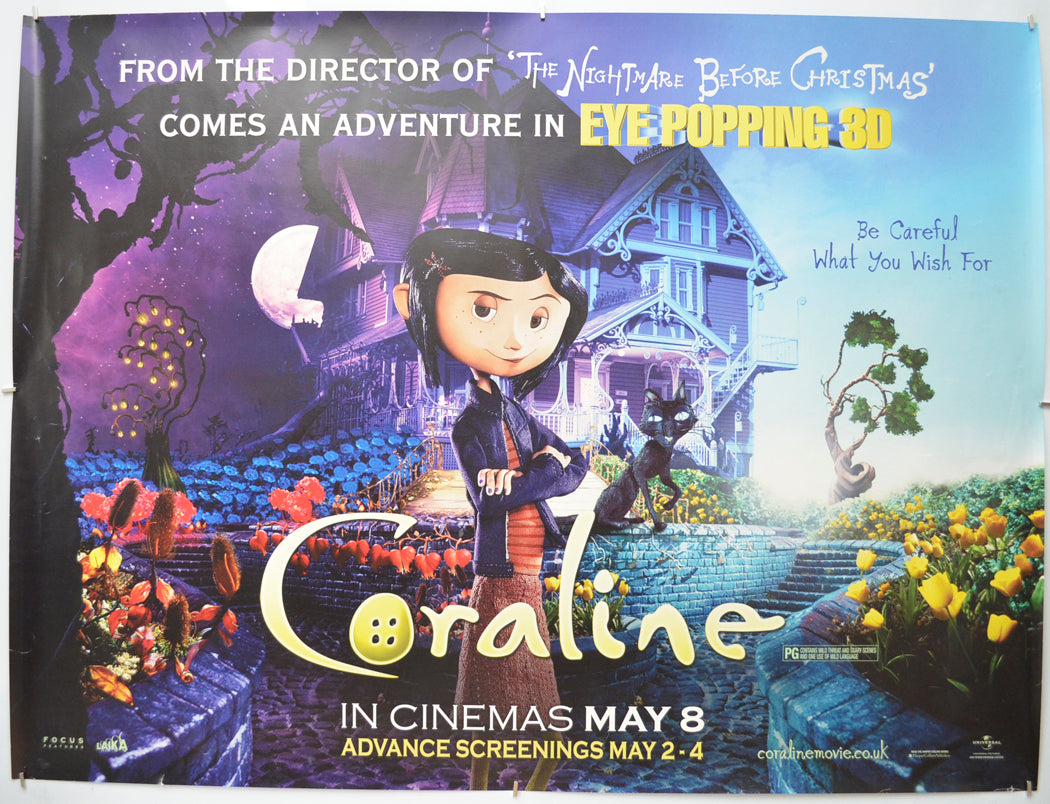 Coraline (Teaser / Advance Version)  Original Quad Poster - Film Poster - Movie Poster  