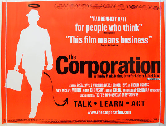 The Corporation Original British Quad Poster - Film Poster - Movie Poster 