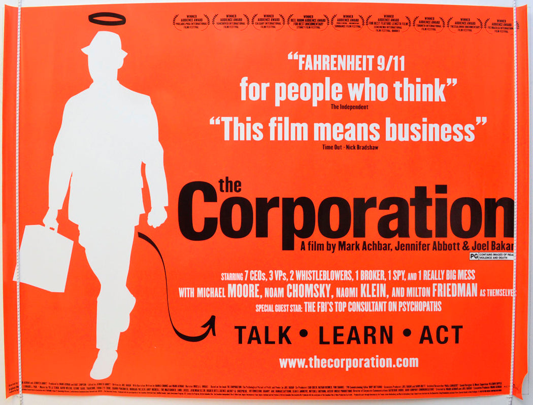 The Corporation Original British Quad Poster - Film Poster - Movie Poster 