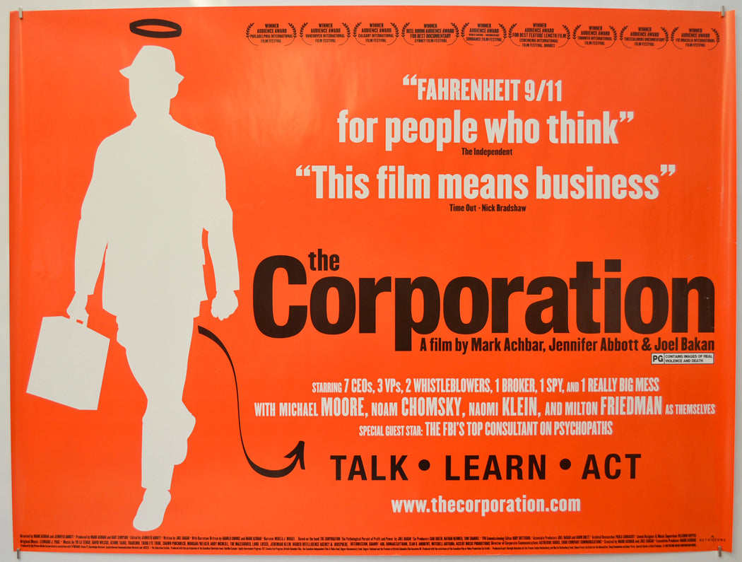 The Corporation Original Quad Poster - Film Poster - Movie Poster  