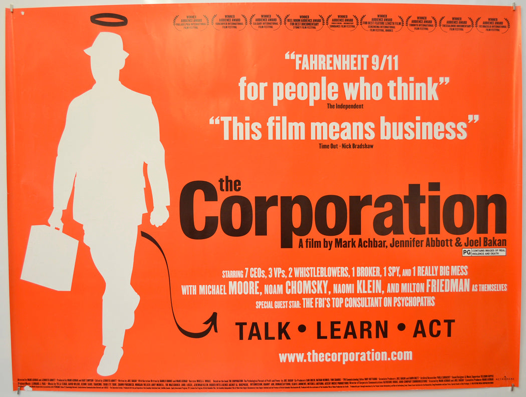 The Corporation Original Quad Poster - Film Poster - Movie Poster  