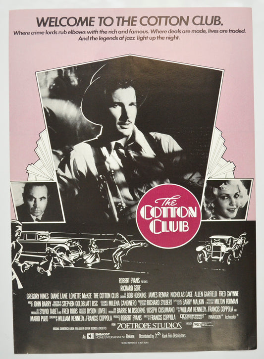 The Cotton Club Original Cinema Exhibitors Press Synopsis / Credits Booklet (UK)