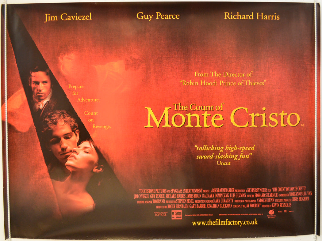 The Count Of Monte Cristo  Original Quad Poster - Film Poster - Movie Poster