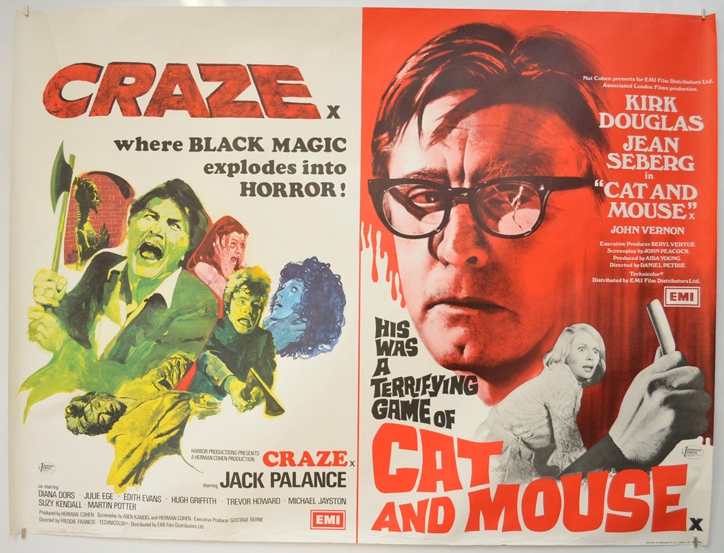 Craze / Cat And Mouse  (Double Bill)   Original Quad Poster - Film Poster - Movie Poster