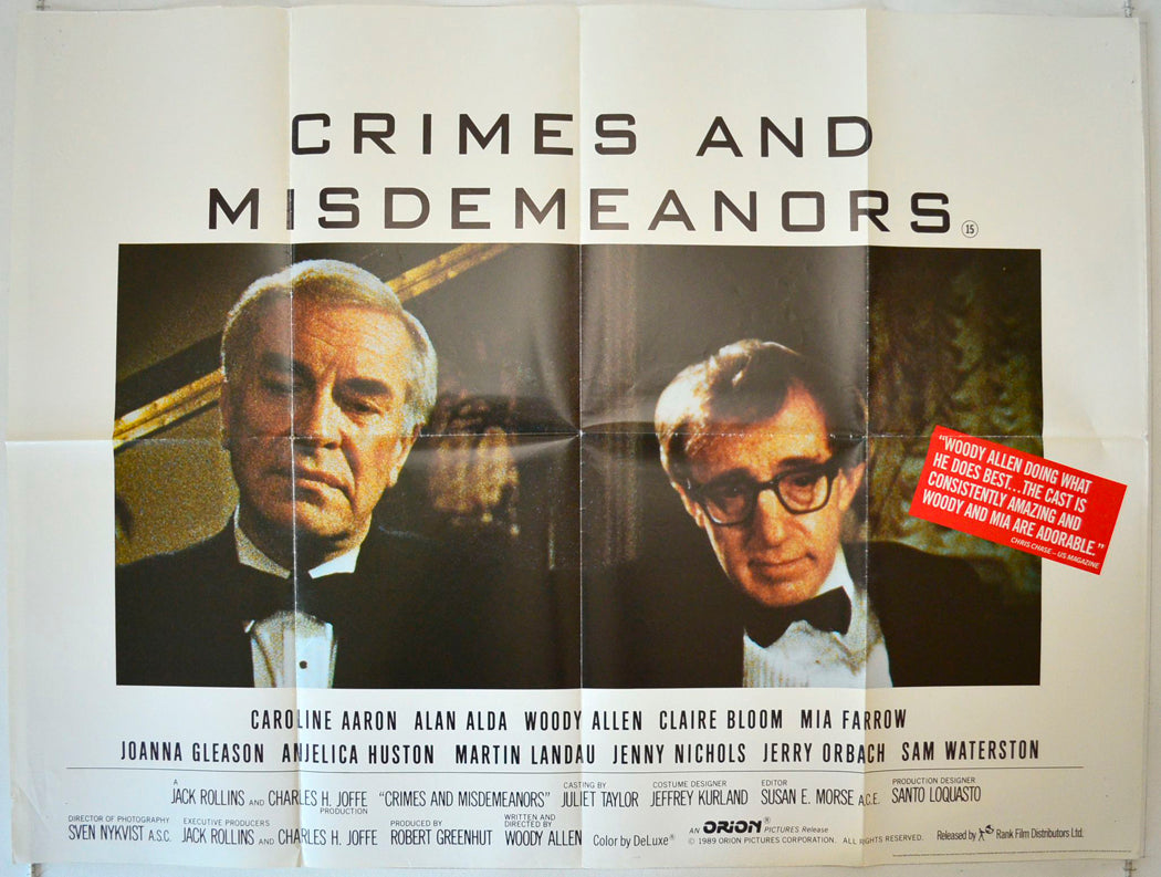 Crimes And Misdemeanors  Original British Quad Poster - Film Poster - Movie Poster