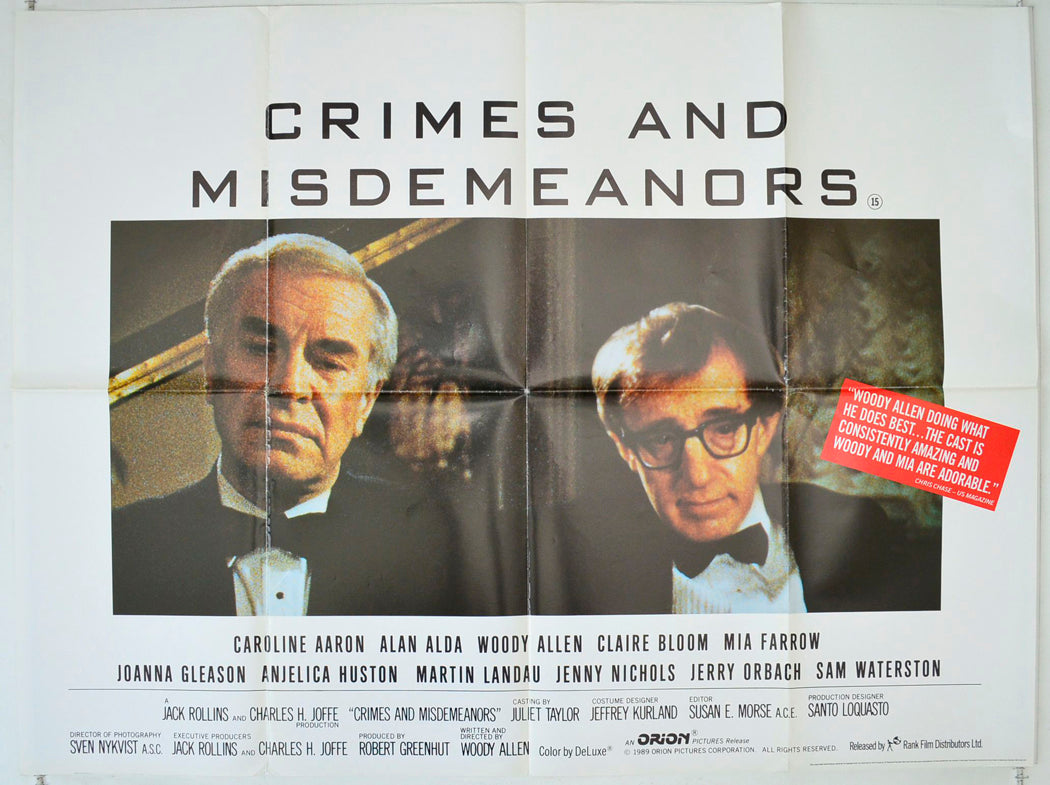 Crimes And Misdemeanors Original British Quad Poster - Movie Poster