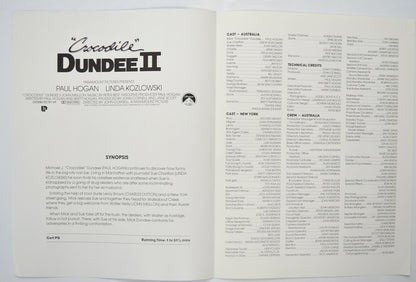 CROCODILE DUNDEE II Cinema Exhibitors Press Synopsis Credits Booklet - INSIDE 