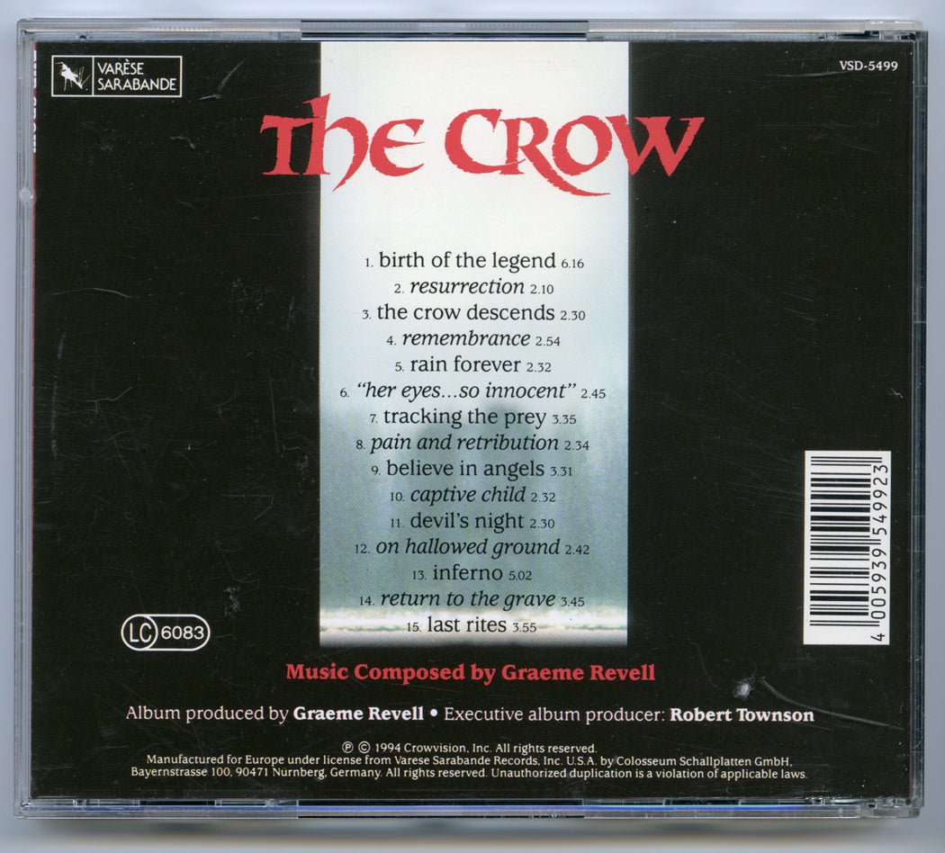 THE CROW Original CD Soundtrack (back) 