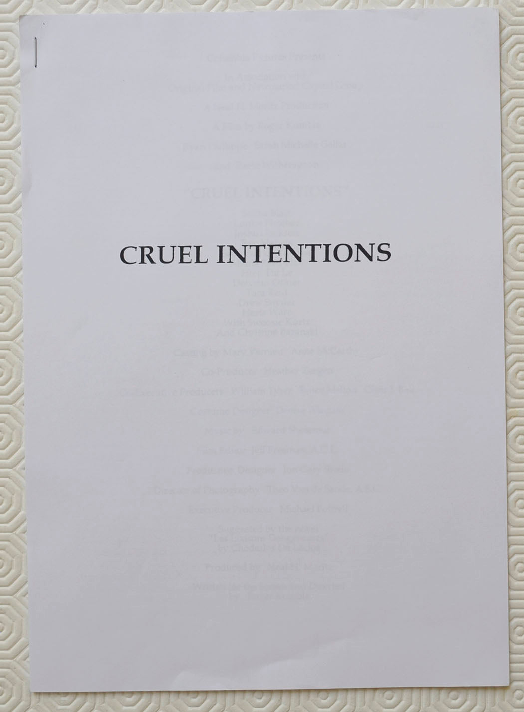 CRUEL INTENTIONS Original Cinema Press Kit 