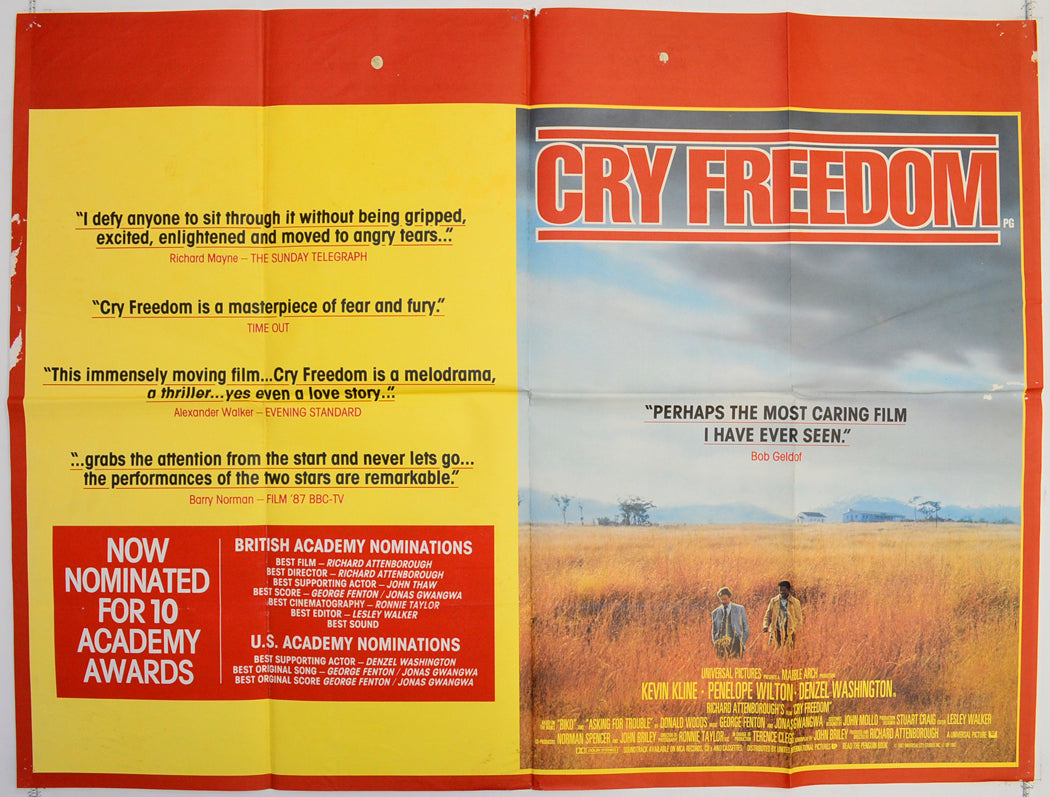 Cry Freedom  (Reviews Version)   Original Quad Poster - Film Poster - Movie Poster  