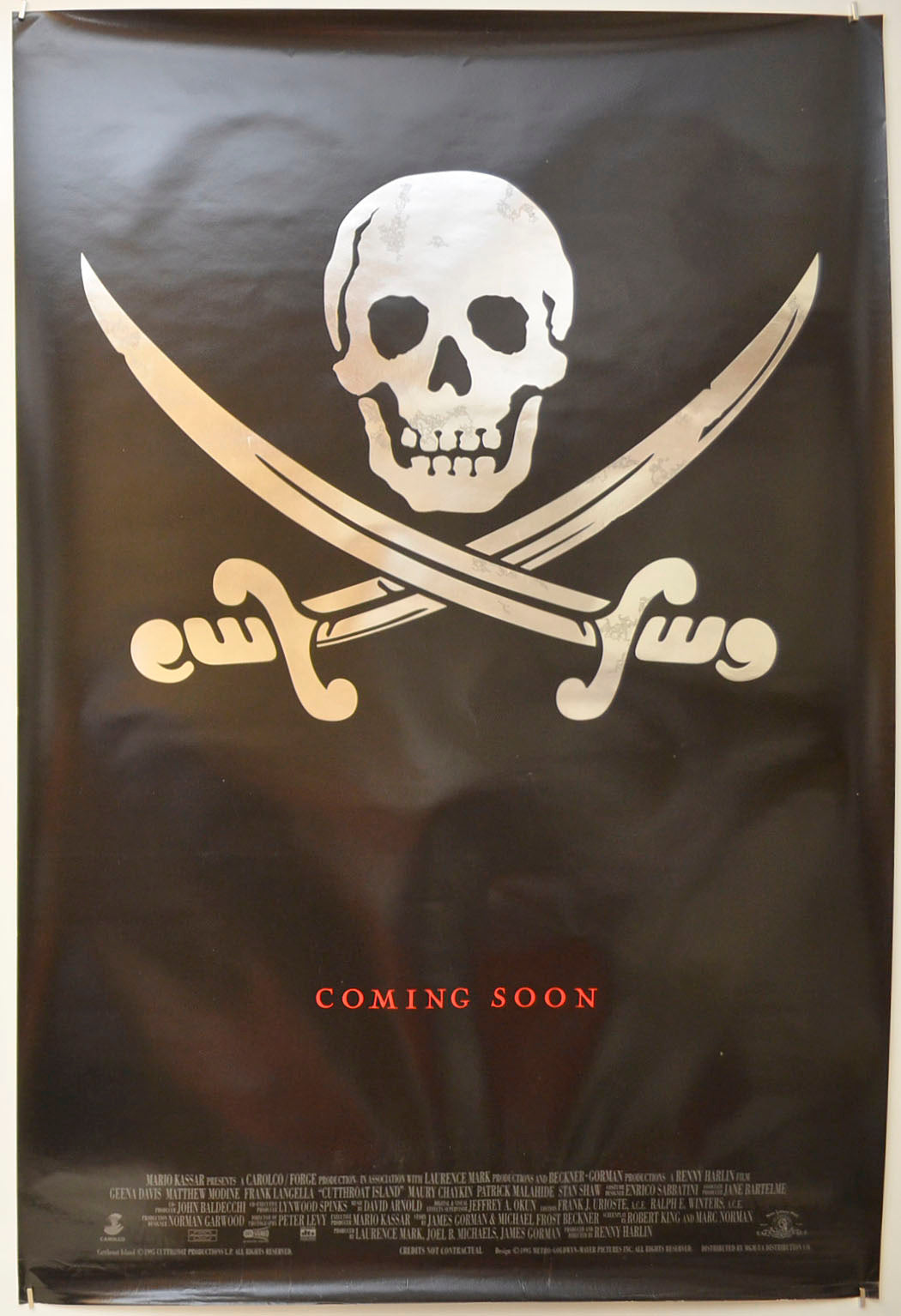 Cutthroat Island (Teaser / Advance Version) Original One Sheet Poster - Film Poster - Movie Poster