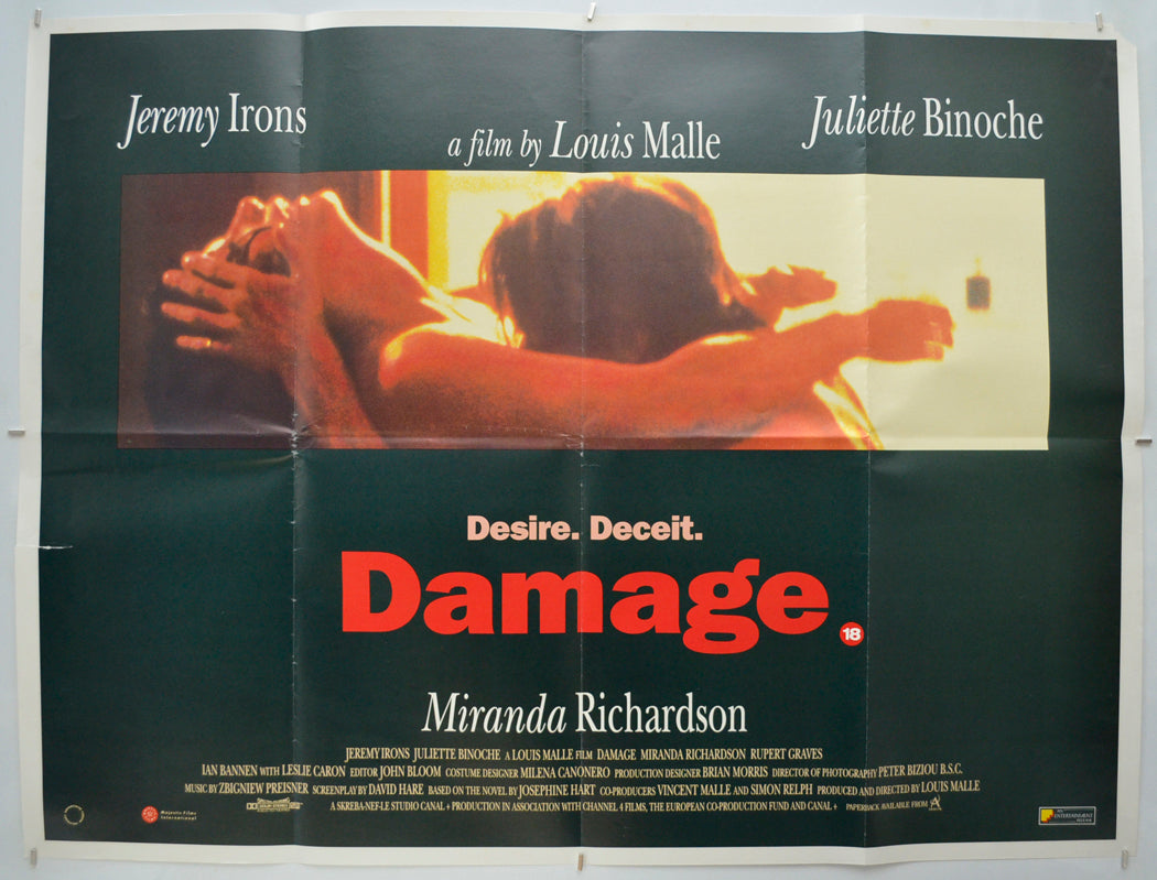 Damage Original Quad Poster - Film Poster - Movie Poster