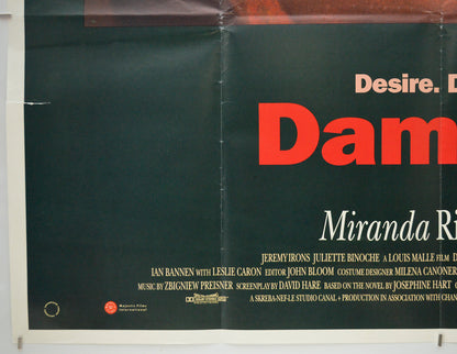 DAMAGE (Bottom Left) Cinema Quad Movie Poster 