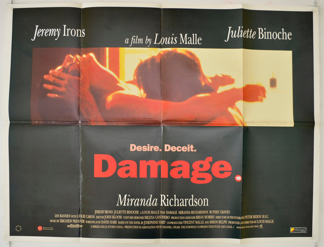 Damage   Original Quad Poster - Film Poster - Movie Poster 