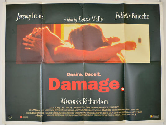 Damage   Original Quad Poster - Film Poster - Movie Poster 